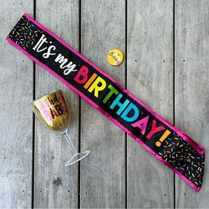 Birthday Sash Cup Pin